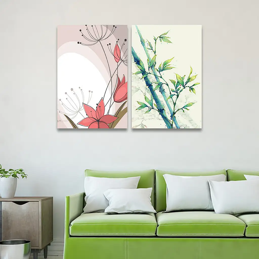 لوحة جدارية فنية لتزين الحائط بتصميم عصري, قطعتين ,القياس:80x60سم