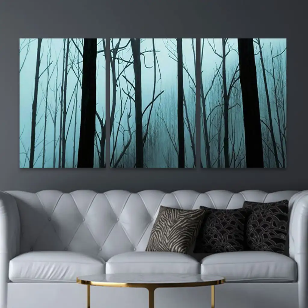 لوحة جدارية فنية لتزين الحائط بتصميم طبيعة، ثلاث قطع ،مقاس ( 120X60cm)