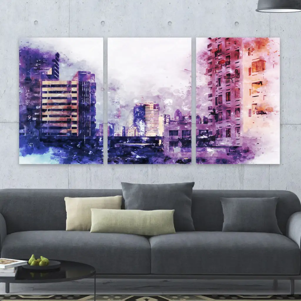 لوحة جدارية فنية لتزين الحائط بتصميم تجريدي ، ثلاث قطع ،مقاس ( 120X60cm)