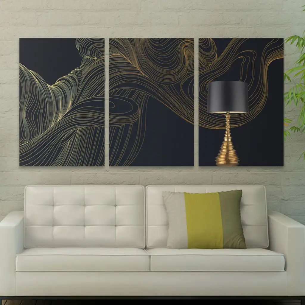 لوحة جدارية فنية لتزين الحائط بتصميم عصري، ثلاث قطع ،مقاس ( 120X60cm)