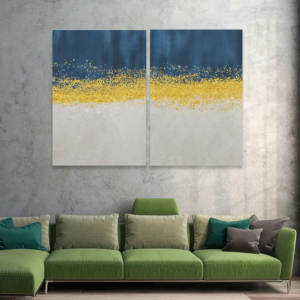لوحة جدارية فنية لتزين الحائط بتصميم عصري, قطعتين ,القياس:80x60سم