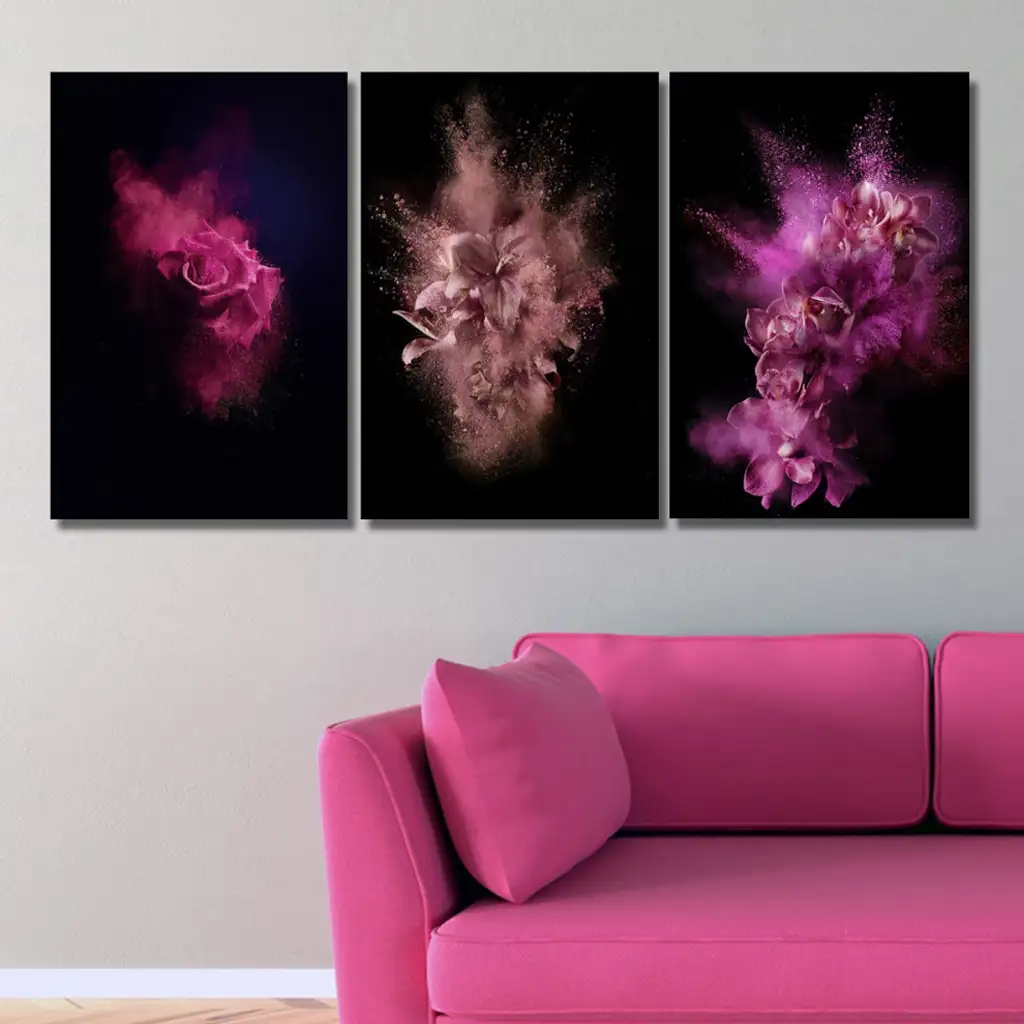لوحة جدارية فنية لتزين الحائط بتصميم عصري ، ثلاث قطع ،مقاس ( 120X60cm)