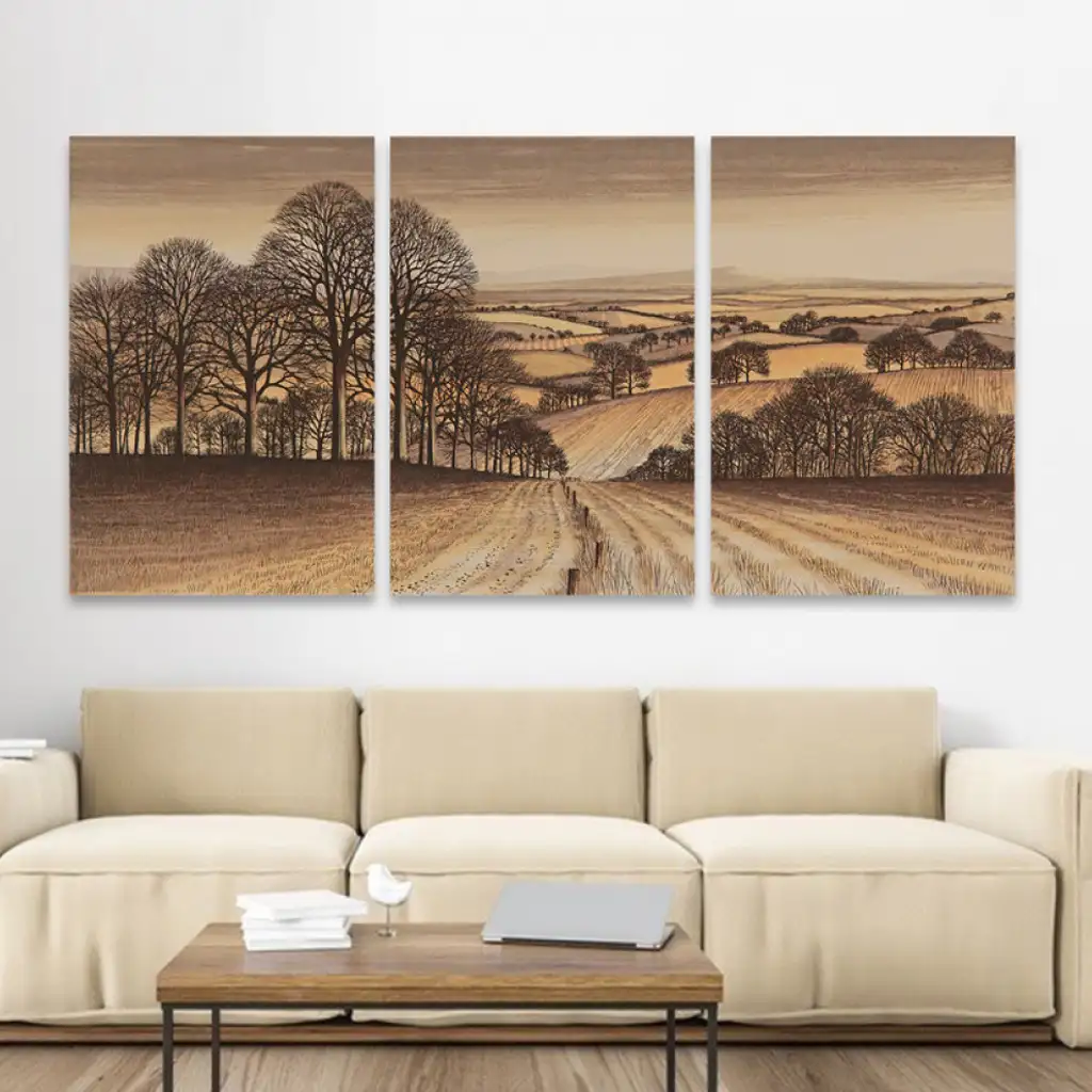 لوحة جدارية فنية لتزين الحائط بتصميم طبيعة، ثلاث قطع ،مقاس ( 120X60cm)