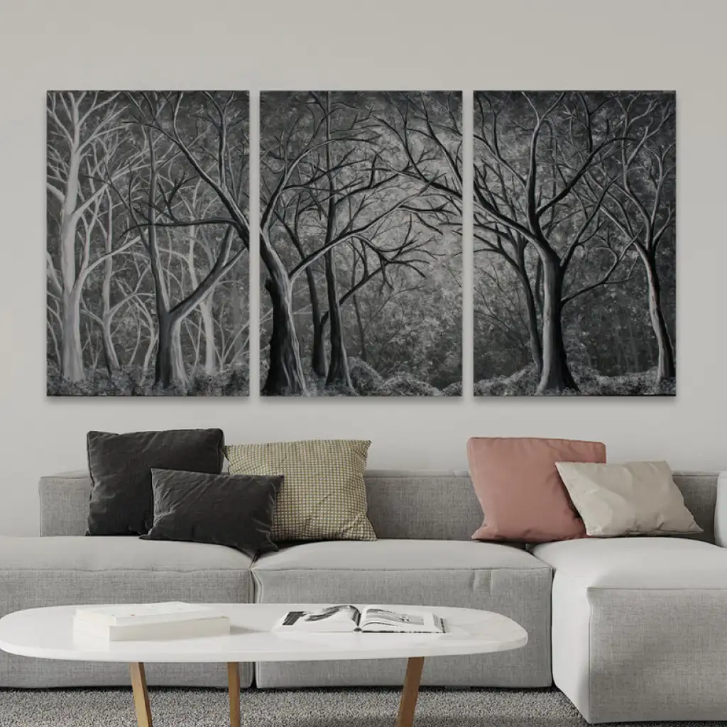 لوحة جدارية فنية لتزين الحائط بتصميم طبيعة، ثلاث قطع ،مقاس ( 120X60cm)