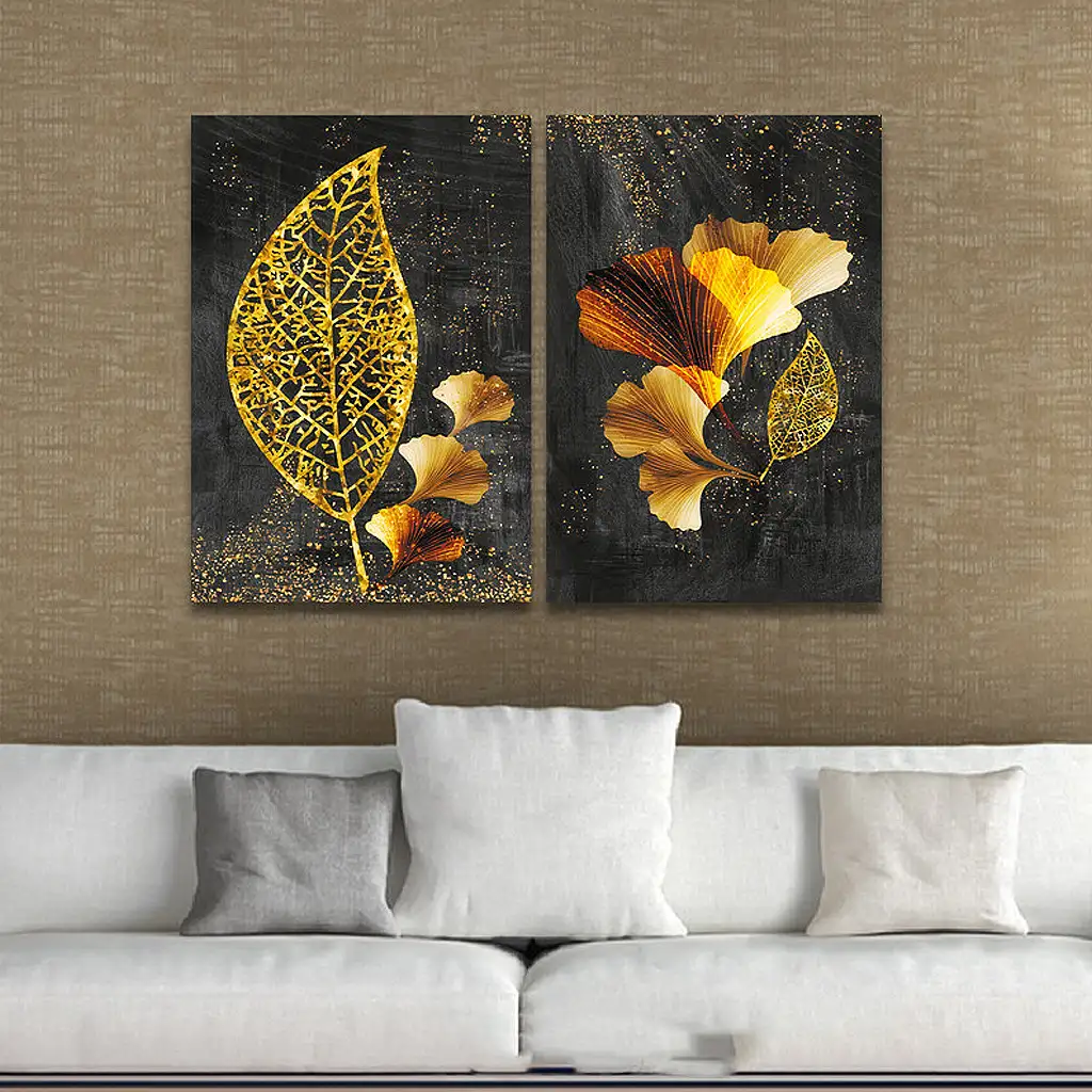 لوحة جدارية فنية لتزين الحائط بتصميم عصري, قطعتين ,القياس:80x60سم