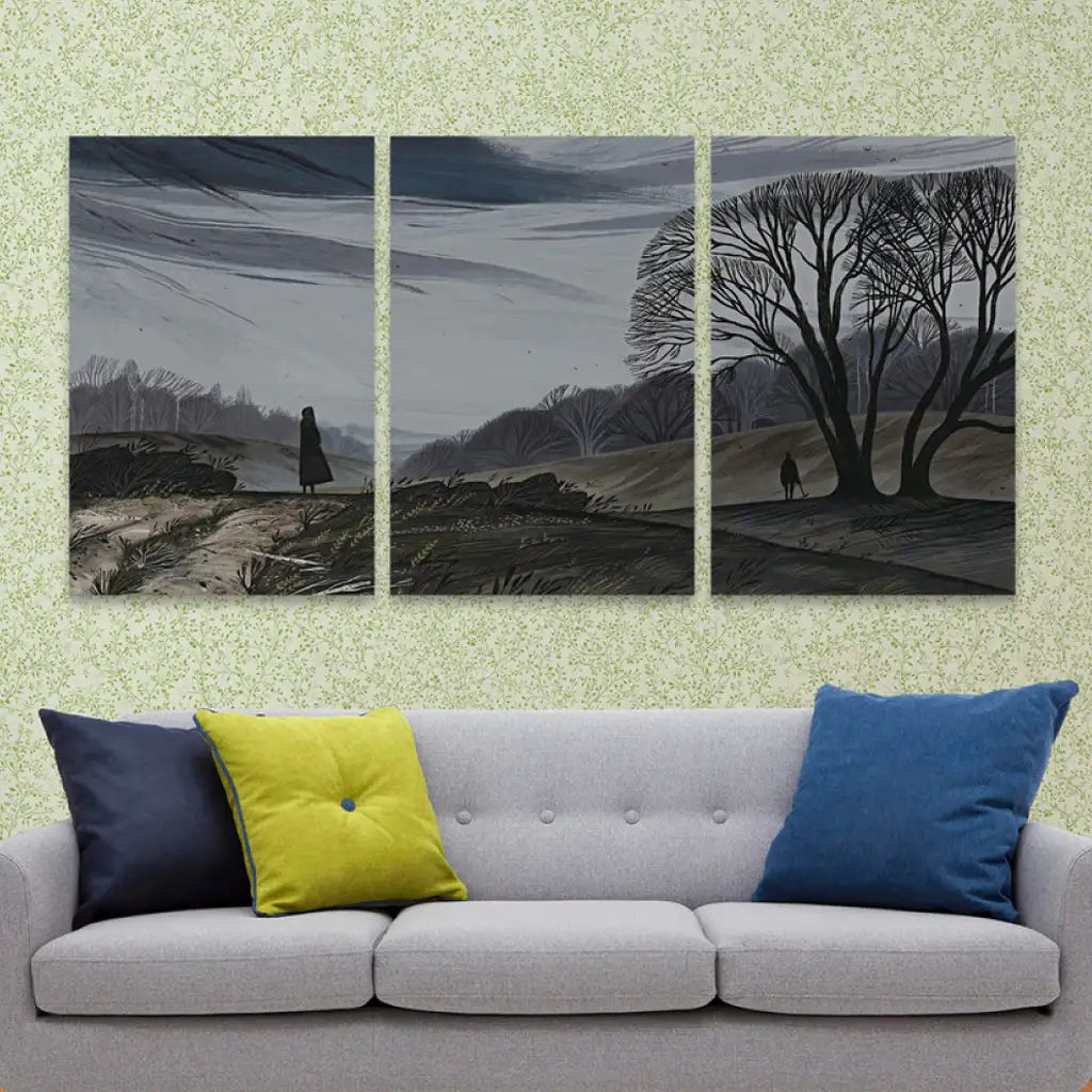 لوحة جدارية فنية لتزين الحائط بتصميم طبيعة، ثلاث قطع ،مقاس ( 120X60cm)