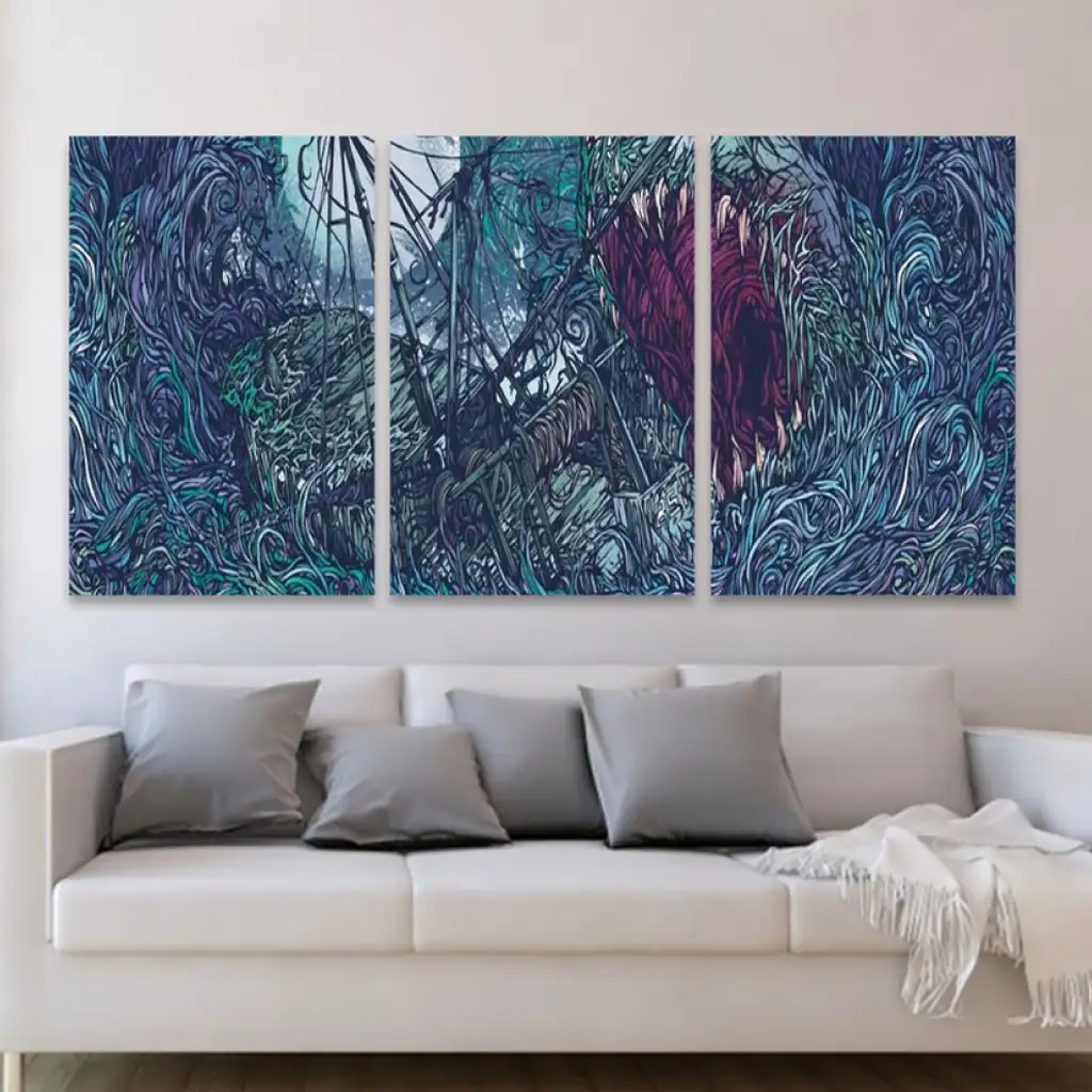 لوحة جدارية فنية لتزين الحائط بتصميم عصري، ثلاث قطع ،مقاس ( 120X60cm)