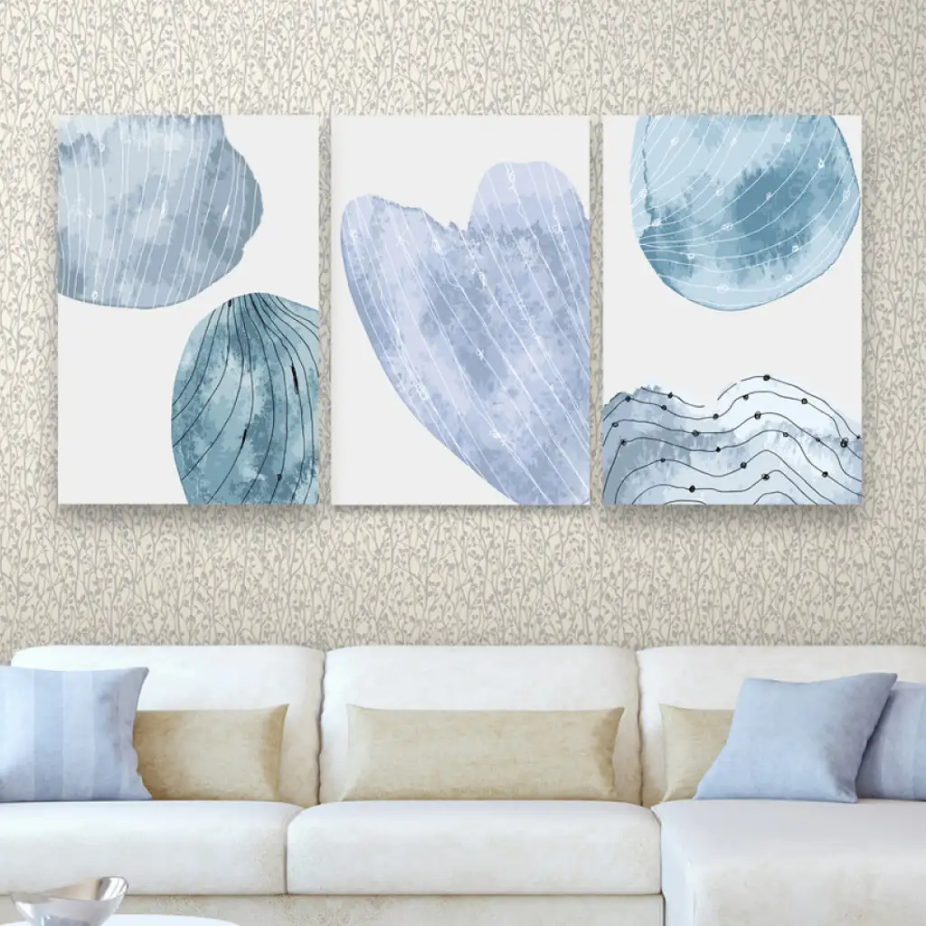لوحة جدارية فنية لتزين الحائط بتصميم عصري ، ثلاث قطع ،مقاس ( 120X60cm)