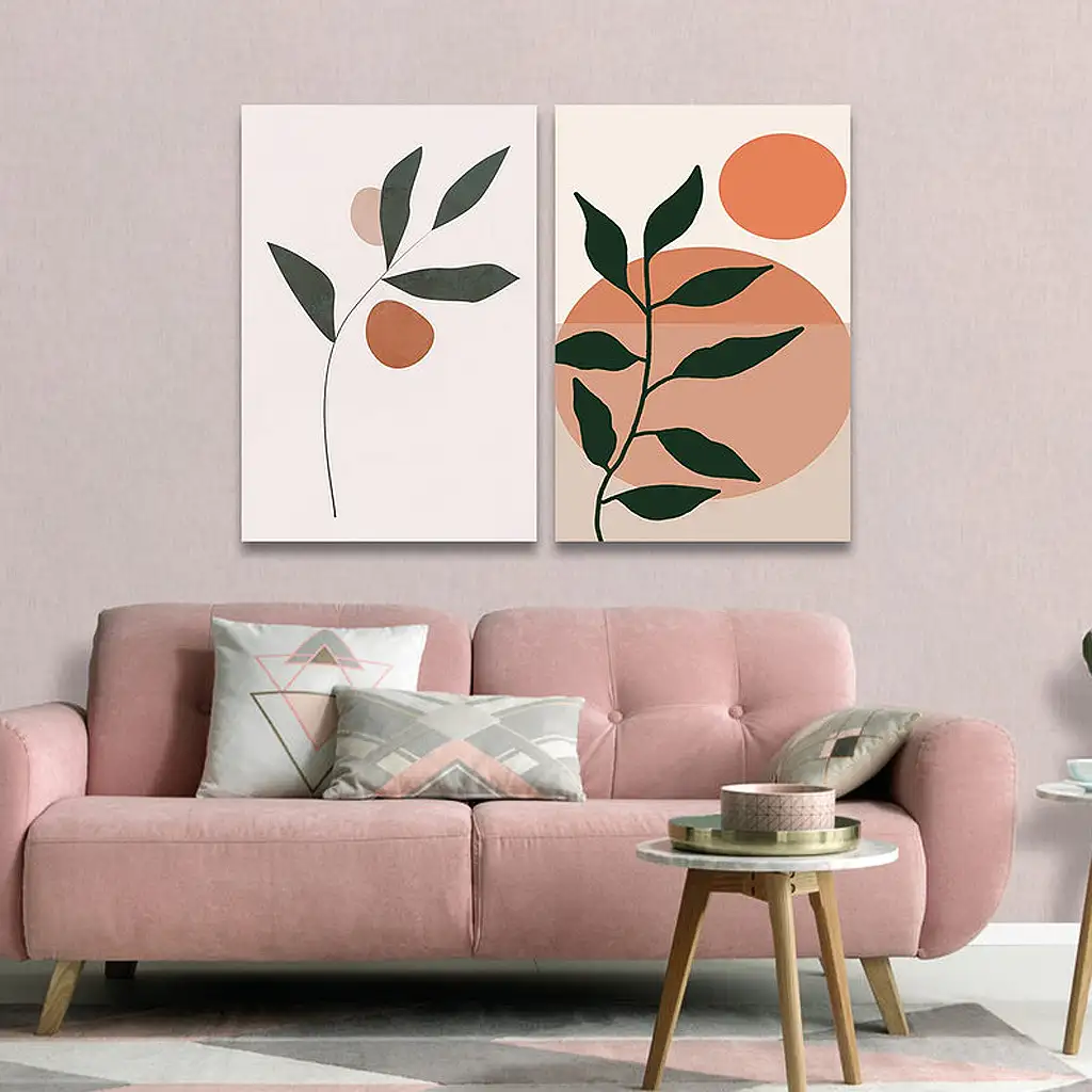 لوحة جدارية فنية لتزين الحائط بتصميم عصري, قطعتين ,القياس:80x60سم
