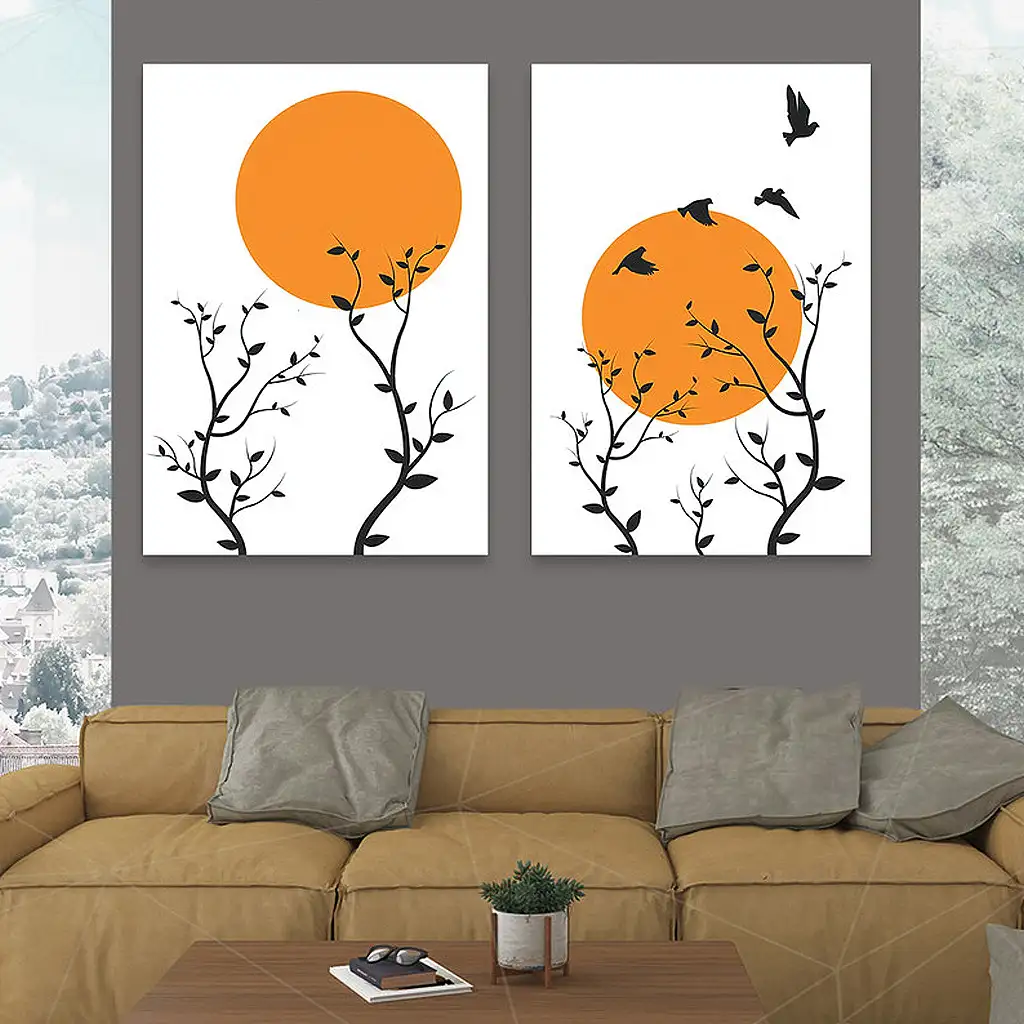 لوحة جدارية فنية لتزين الحائط بتصميم عصري, قطعتين ,القياس:80x60سم