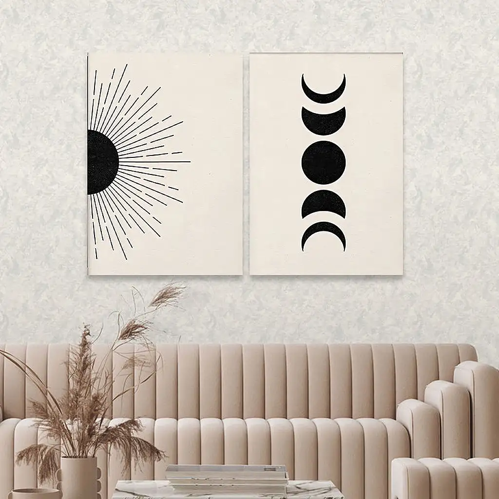 لوحة جدارية فنية لتزين الحائط بتصميم عصري, قطعتين ,القياس:80x60سم