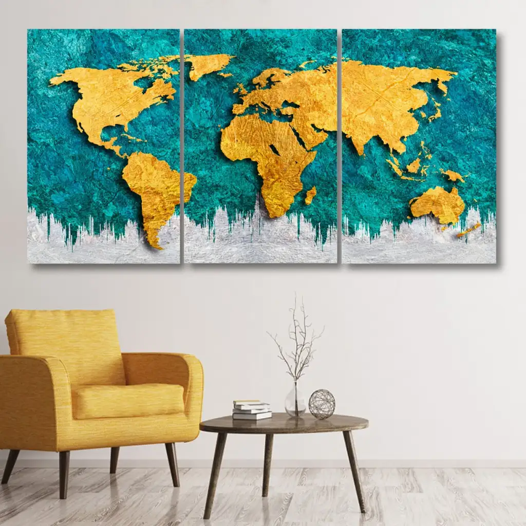 لوحة جدارية فنية لتزين الحائط بتصميم طبيعة، ثلاث قطع ،مقاس ( 120X60cm)