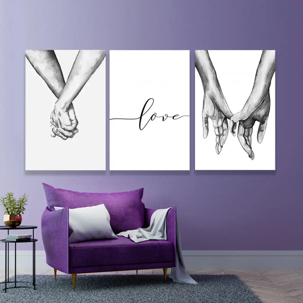 لوحة جدارية فنية لتزين الحائط بتصميم عصري ، ثلاث قطع ،مقاس ( 120X60cm)