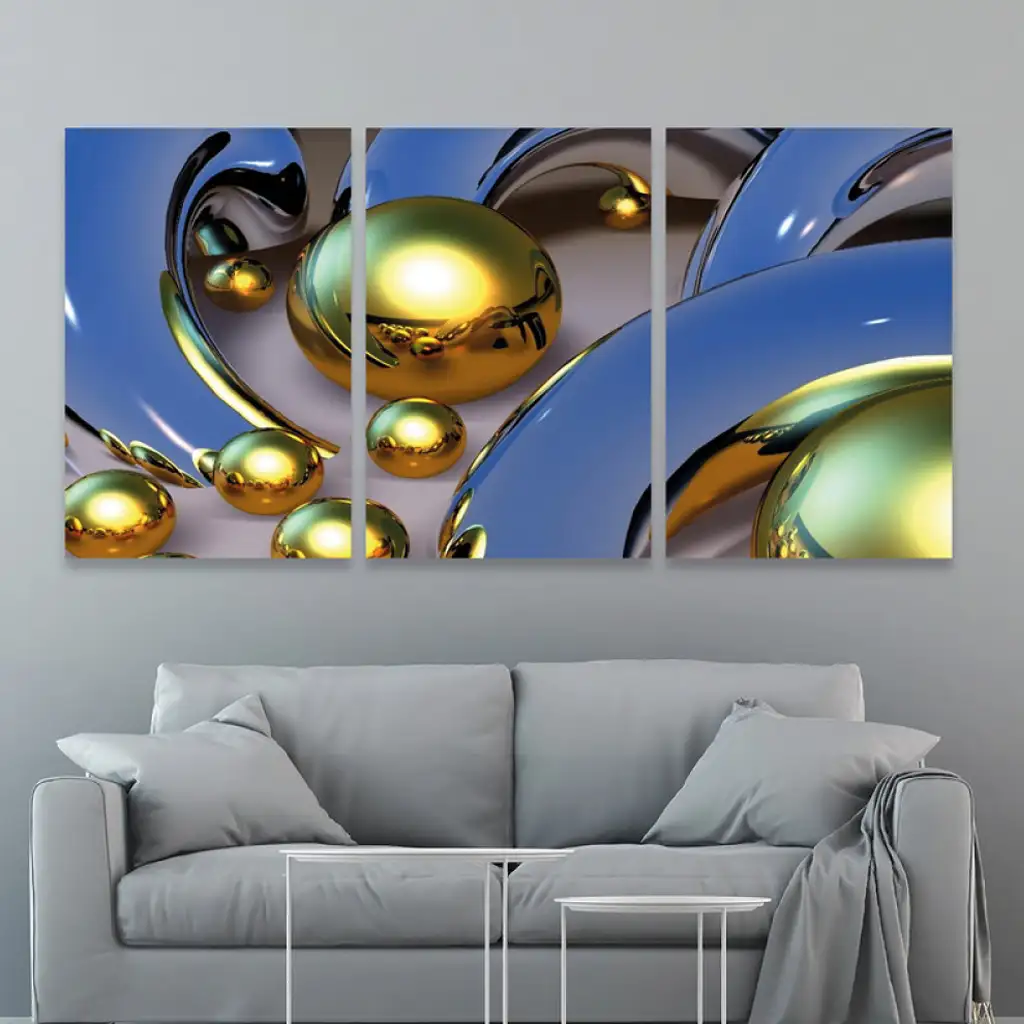 لوحة جدارية فنية لتزين الحائط بتصميم طبيعة، ثلاث قطع ،مقاس ( 120X60cm)