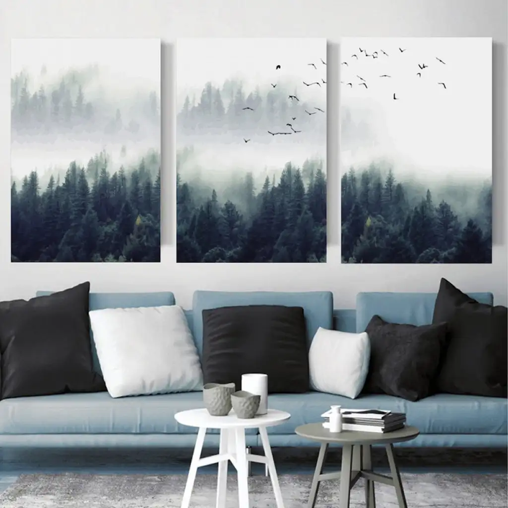 لوحة جدارية فنية لتزين الحائط بتصميم عصري ، ثلاث قطع ،مقاس ( 120X60cm)