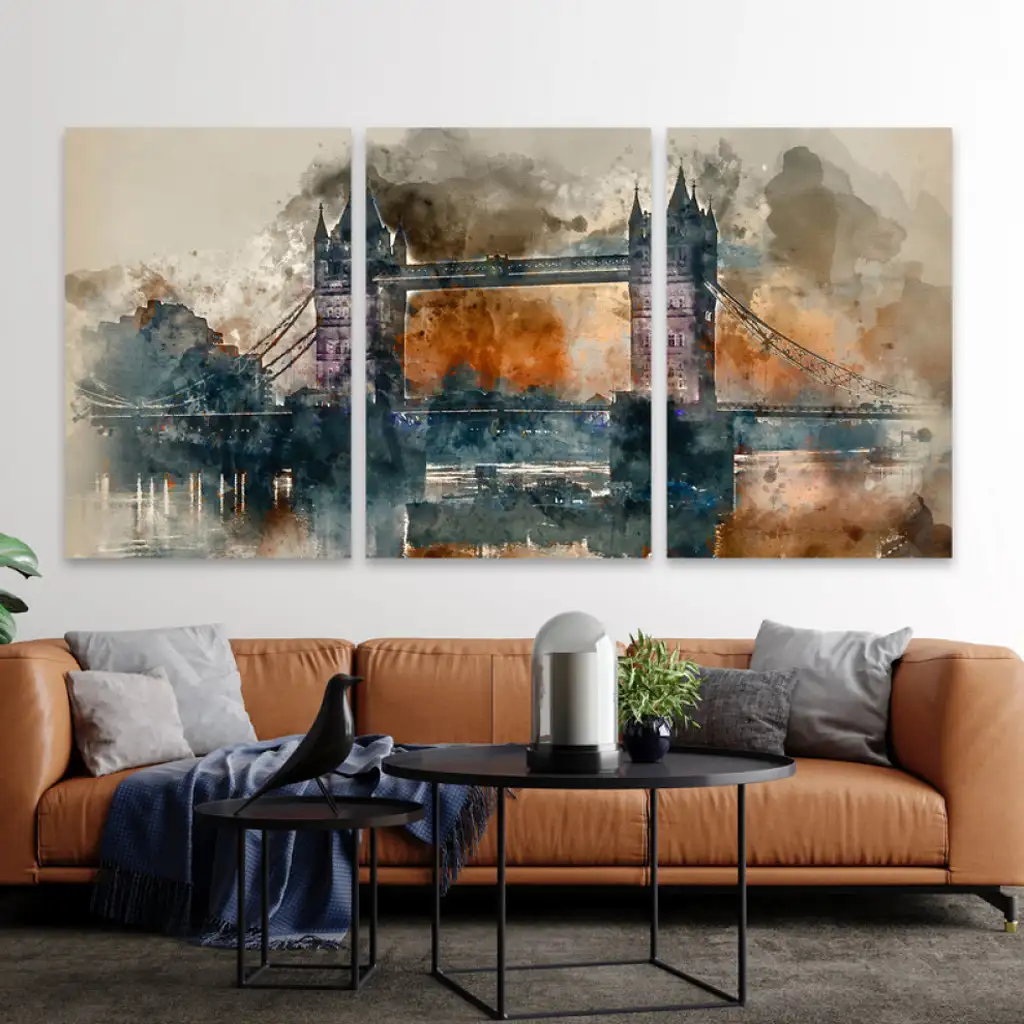 لوحة جدارية فنية لتزين الحائط بتصميم تجريدي ، ثلاث قطع ،مقاس ( 120X60cm)