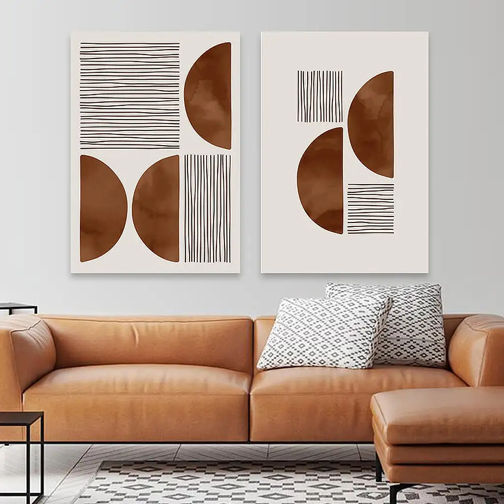 لوحة جدارية فنية لتزين الحائط بتصميم عصري, قطعتين ,القياس:80x60سم