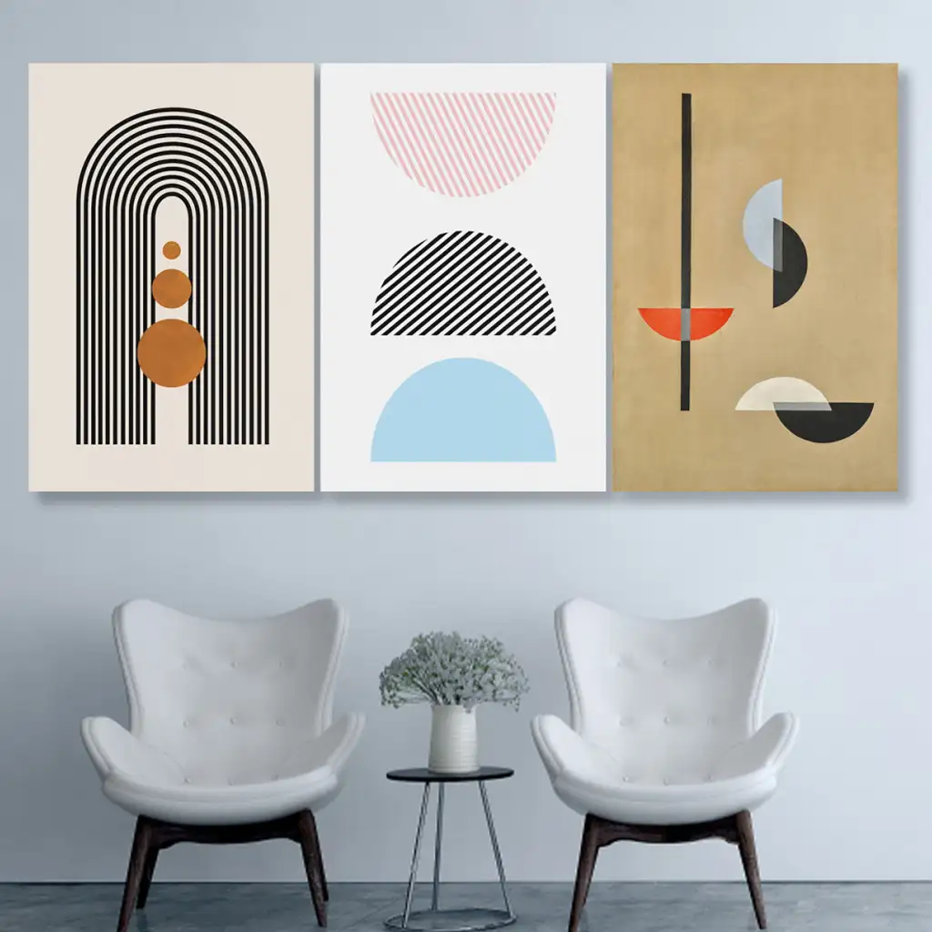 لوحة جدارية فنية لتزين الحائط بتصميم عصري ، ثلاث قطع ،مقاس ( 120X60cm)