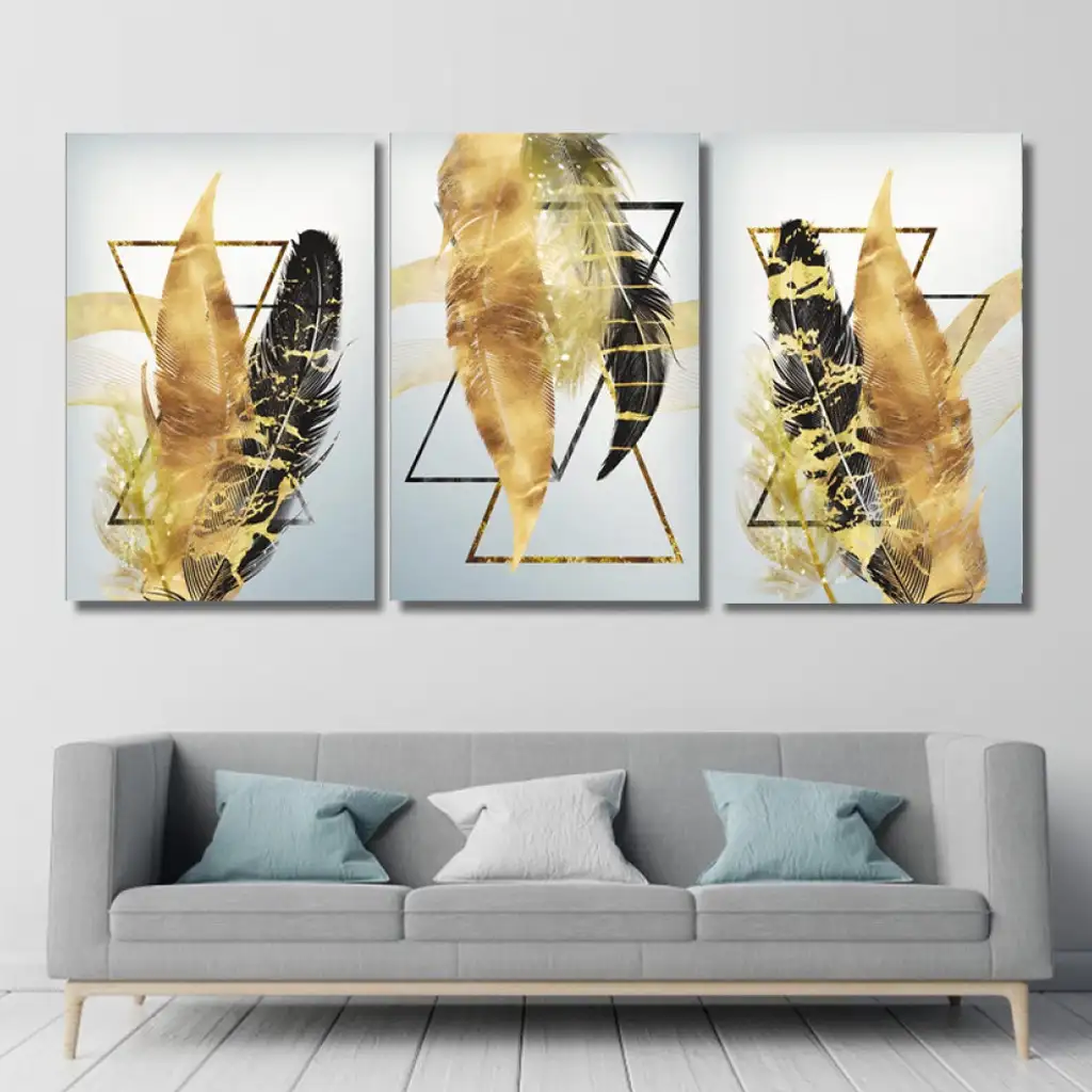 لوحة جدارية فنية لتزين الحائط بتصميم تجريدي، ثلاث قطع ،مقاس ( 120X60cm)