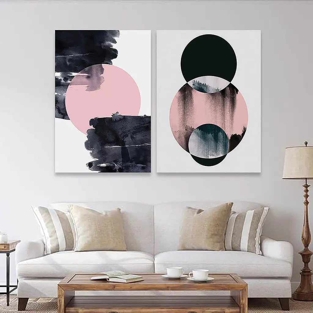 لوحة جدارية فنية لتزين الحائط بتصميم عصري, قطعتين ,القياس:80x60سم