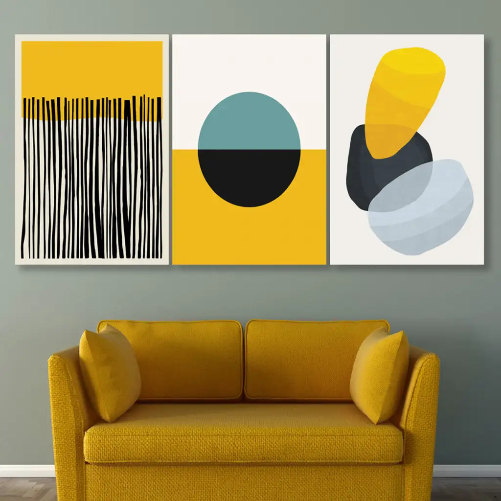 لوحة جدارية فنية لتزين الحائط بتصميم عصري، ثلاث قطع ،مقاس ( 120X60cm)