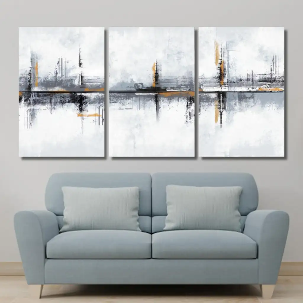 لوحة جدارية فنية لتزين الحائط بتصميم تجريدي، ثلاث قطع ،مقاس ( 120X60cm)