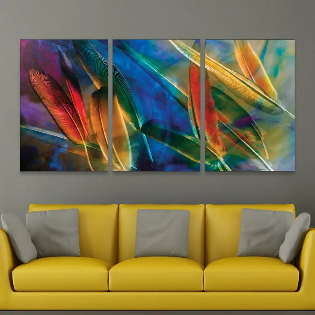 لوحة جدارية فنية لتزين الحائط بتصميم تجريدي، ثلاث قطع ،مقاس ( 120X60cm)