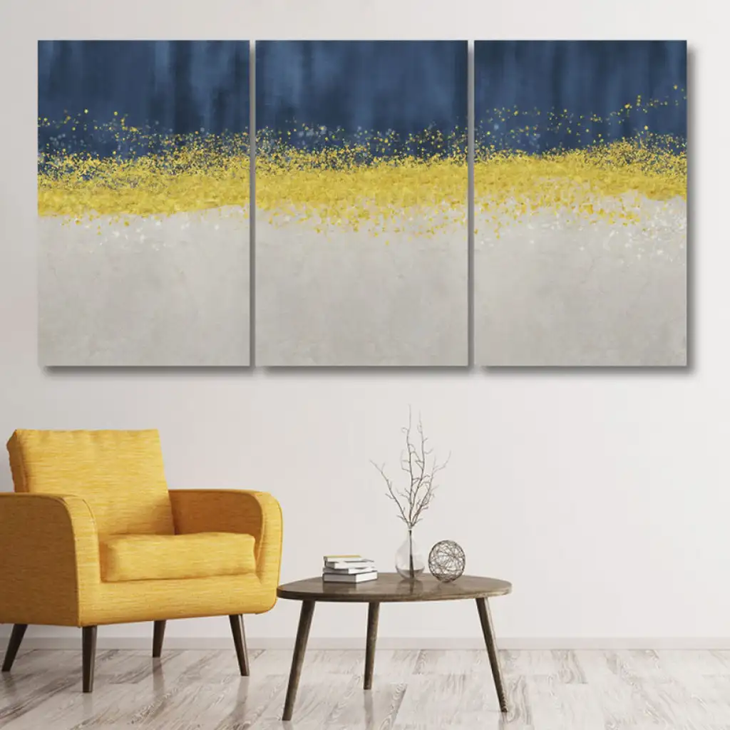 لوحة جدارية فنية لتزين الحائط بتصميم تجريدي، ثلاث قطع ،مقاس ( 120X60cm)