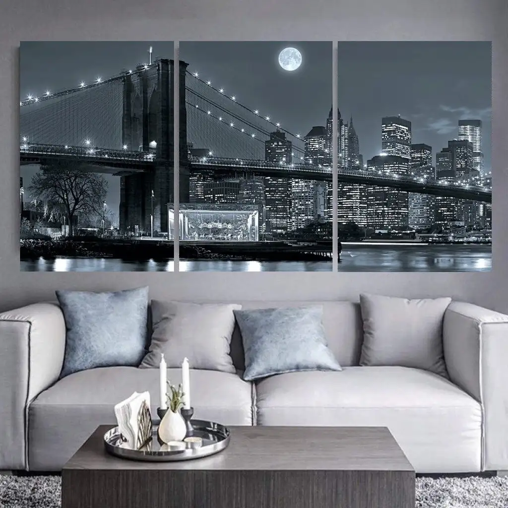 لوحة جدارية فنية لتزين الحائط بتصميم تجريدي ، ثلاث قطع ،مقاس ( 120X60cm)
