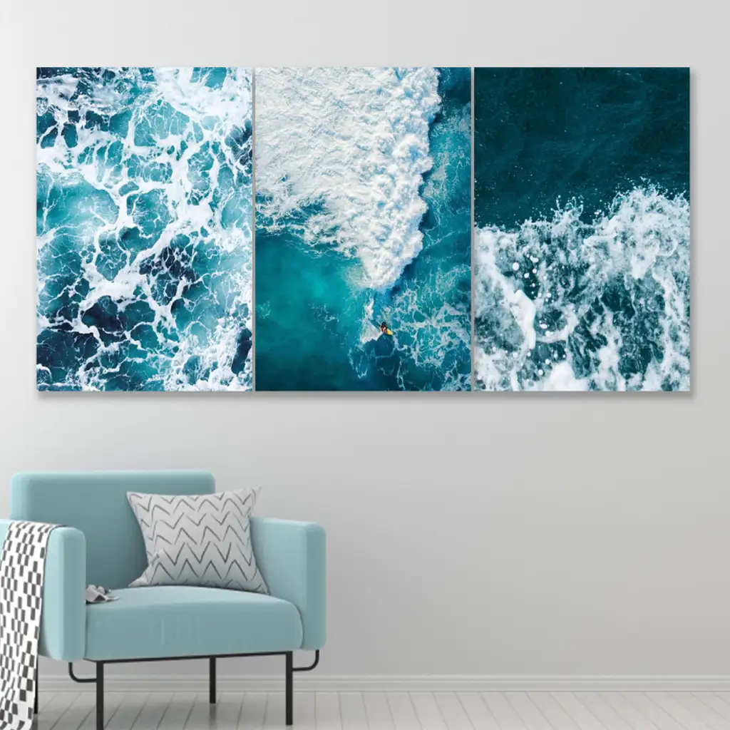 لوحة جدارية فنية لتزين الحائط بتصميم عصري ، ثلاث قطع ،مقاس ( 120X60cm)