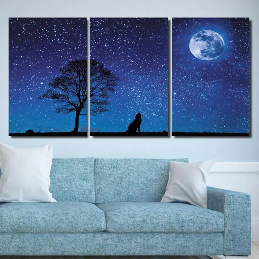 لوحة جدارية فنية لتزين الحائط بتصميم طبيعة، ثلاث قطع ،مقاس ( 120X60cm)