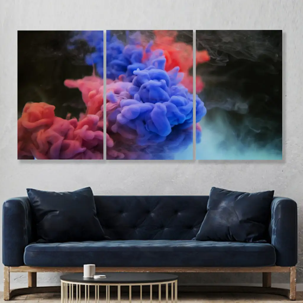 لوحة جدارية فنية لتزين الحائط بتصميم تجريدي، ثلاث قطع ،مقاس ( 120X60cm)