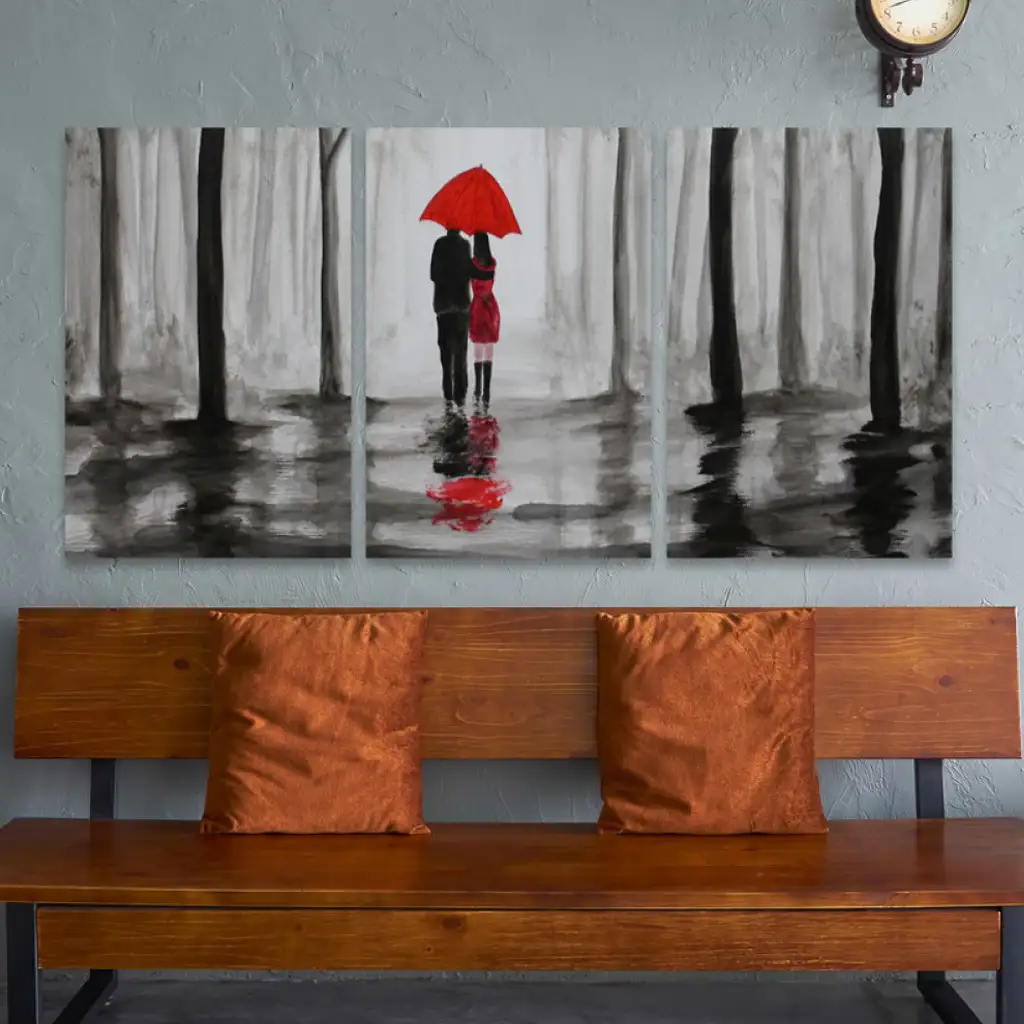 لوحة جدارية فنية لتزين الحائط بتصميم تجريدي، ثلاث قطع ،مقاس ( 120X60cm)
