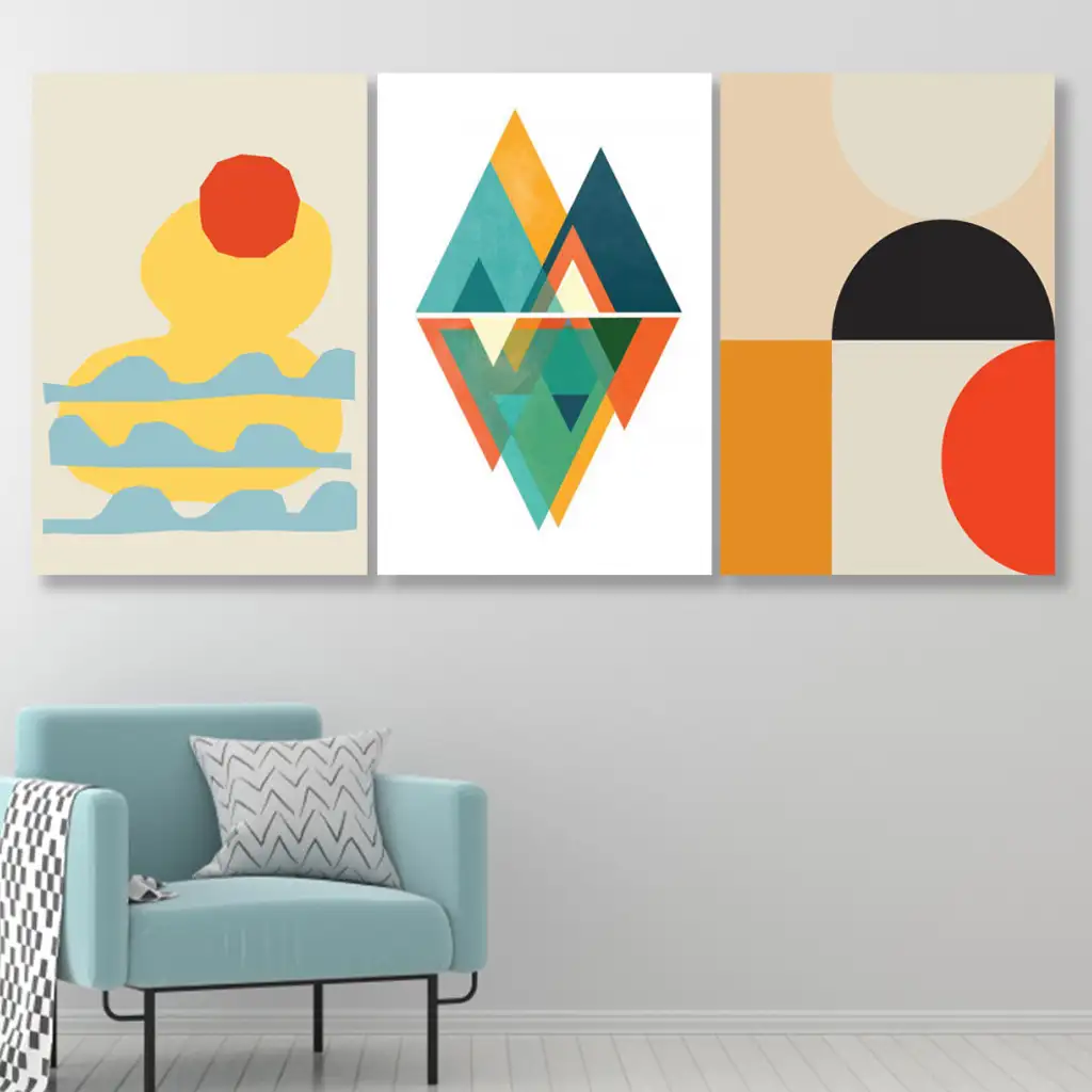 لوحة جدارية فنية لتزين الحائط بتصميم عصري ، ثلاث قطع ،مقاس ( 120X60cm)