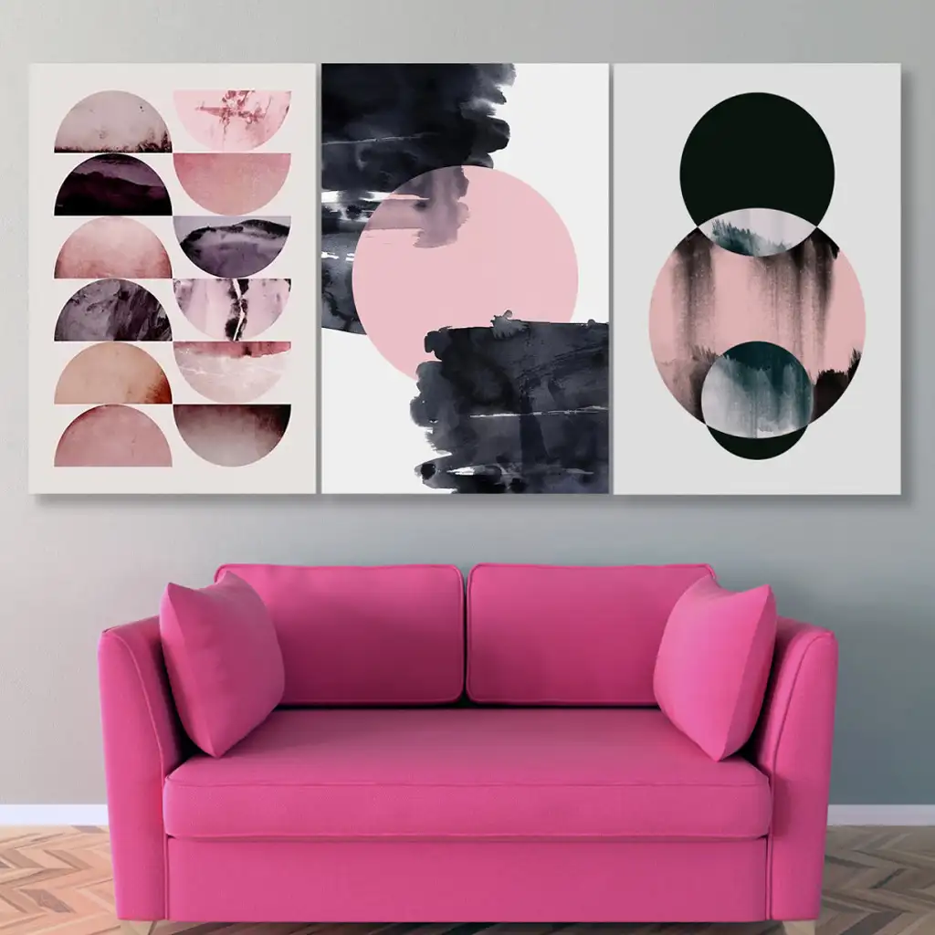 لوحة جدارية فنية لتزين الحائط بتصميم عصري ، ثلاث قطع ،مقاس ( 120X60cm)