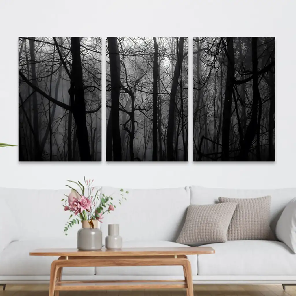 لوحة جدارية فنية لتزين الحائط بتصميم طبيعة، ثلاث قطع ،مقاس ( 120X60cm)