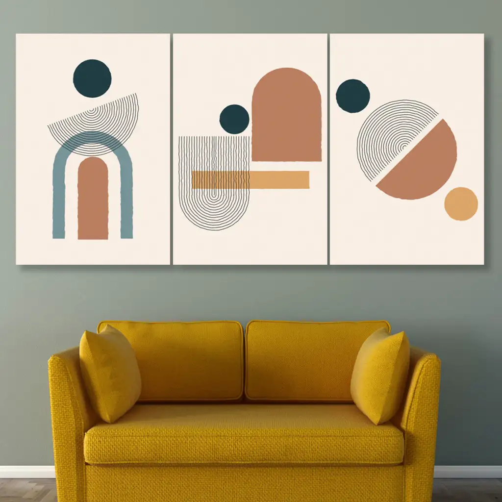 لوحة جدارية فنية لتزين الحائط بتصميم عصري، ثلاث قطع ،مقاس ( 120X60cm)