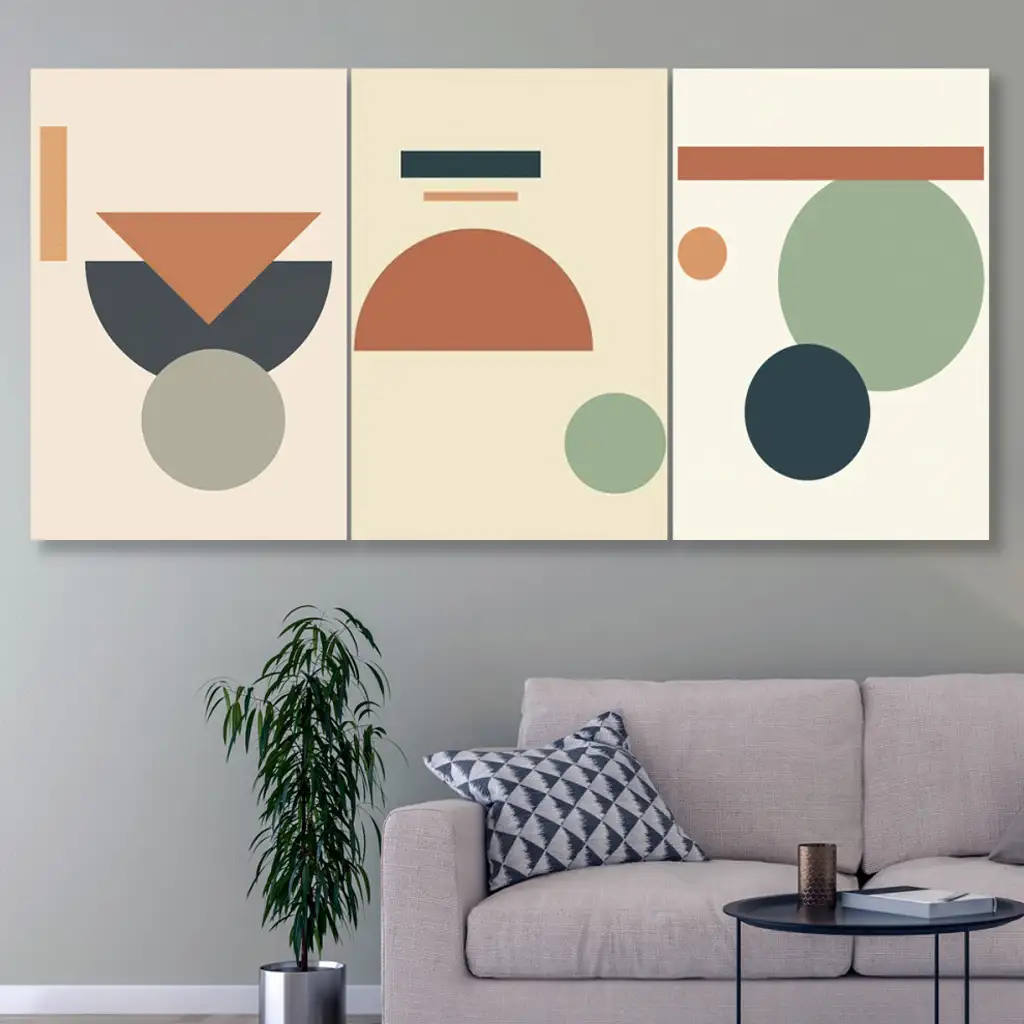 لوحة جدارية فنية لتزين الحائط بتصميم عصري، ثلاث قطع ،مقاس ( 120X60cm)