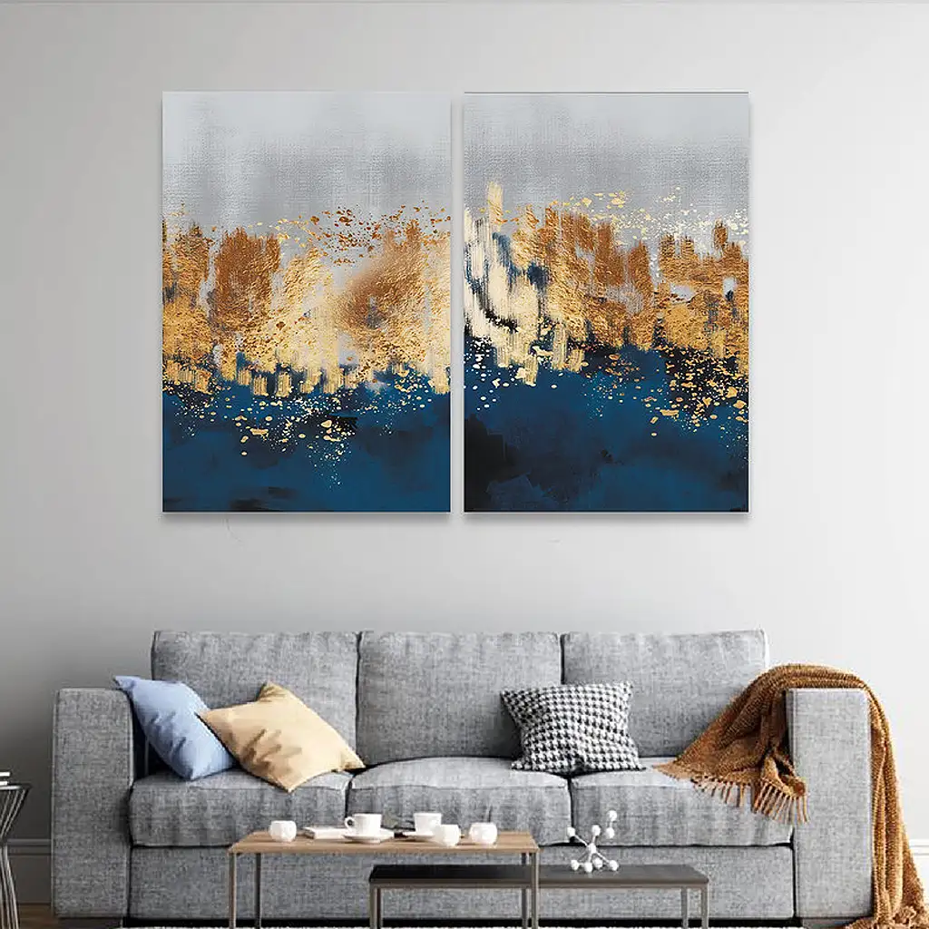 لوحة جدارية فنية لتزين الحائط بتصميم عصري, قطعتين ,القياس:80x60سم