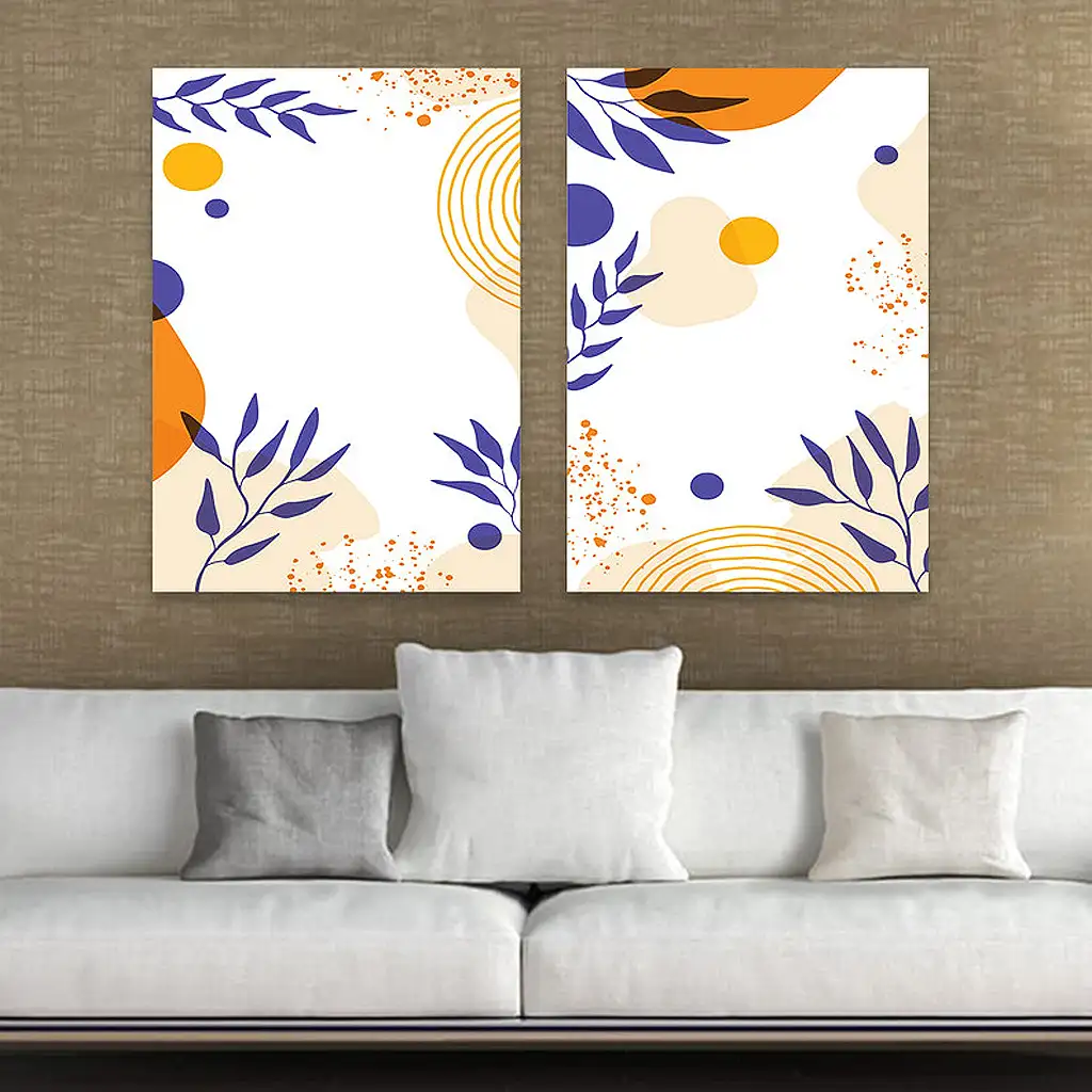 لوحة جدارية فنية لتزين الحائط بتصميم عصري, قطعتين ,القياس:80x60سم