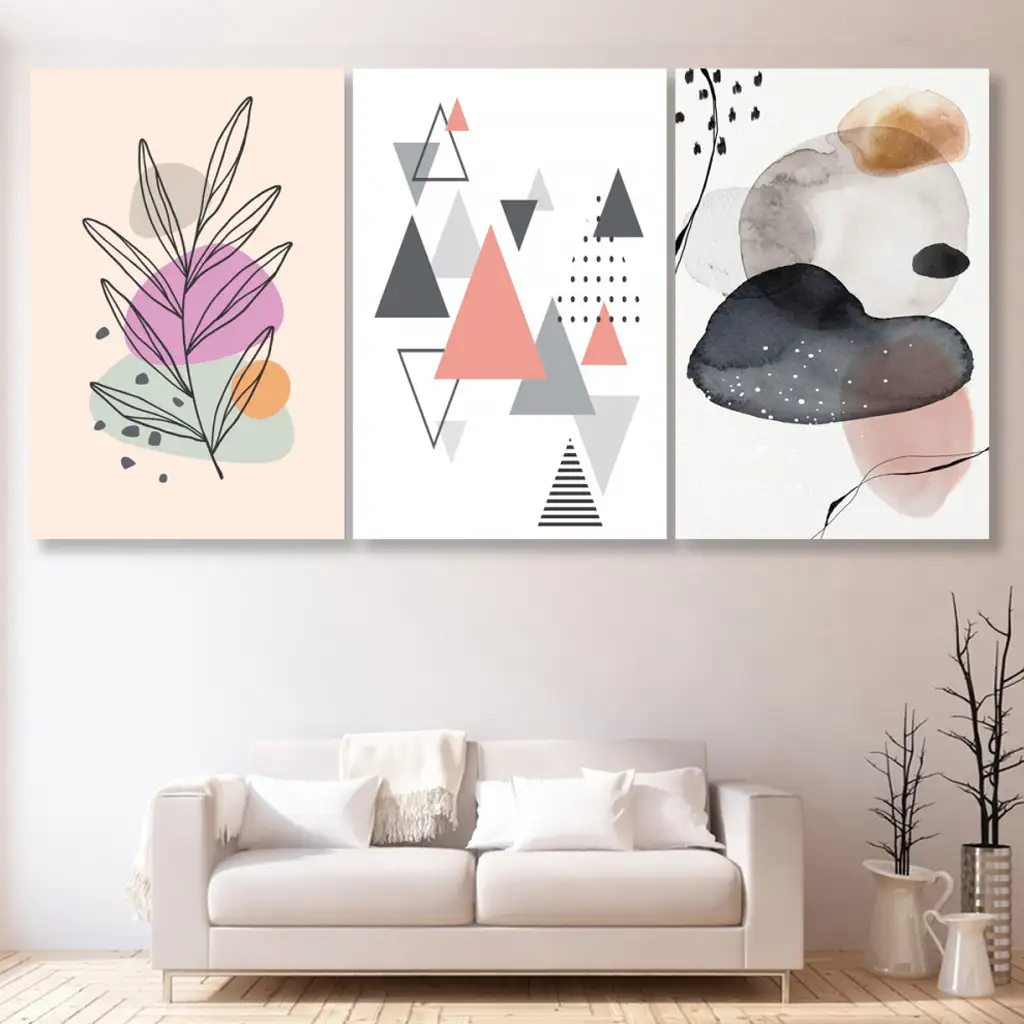 لوحة جدارية فنية لتزين الحائط بتصميم عصري ، ثلاث قطع ،مقاس ( 120X60cm)