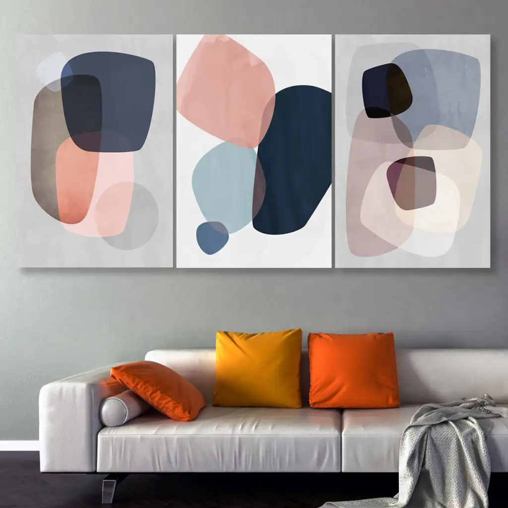 لوحة جدارية فنية لتزين الحائط بتصميم عصري ، ثلاث قطع ،مقاس ( 120X60cm)