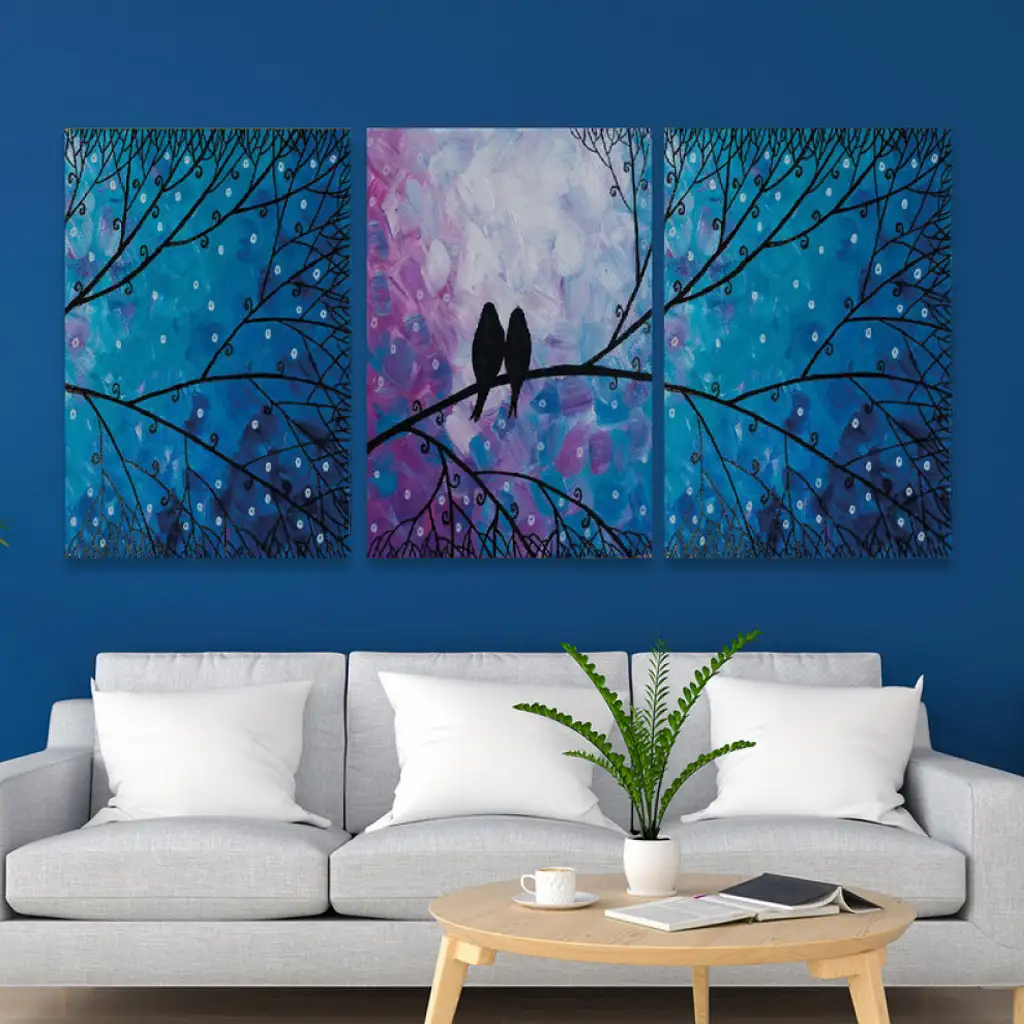 لوحة جدارية فنية لتزين الحائط بتصميم طبيعة، ثلاث قطع ،مقاس ( 120X60cm)