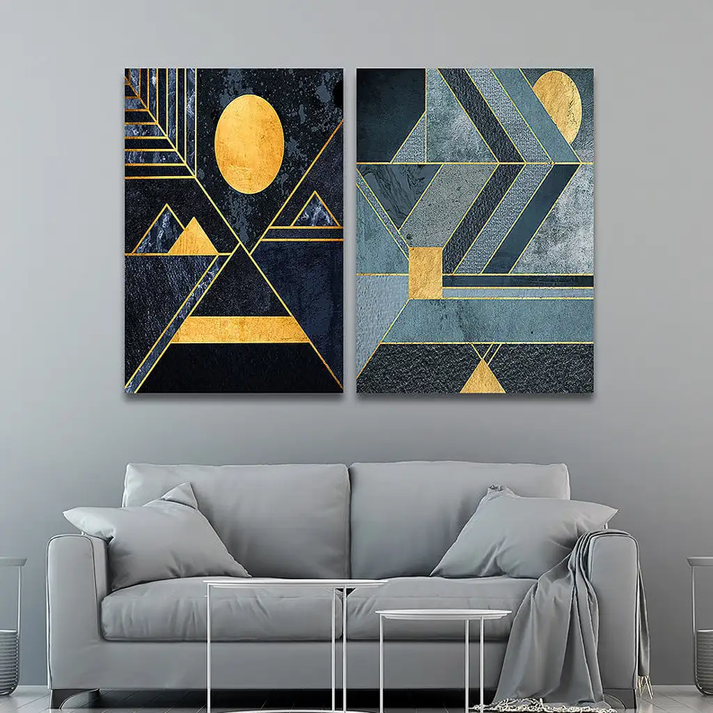 لوحة جدارية فنية لتزين الحائط بتصميم عصري,قطعتين,القياس:80x60سم