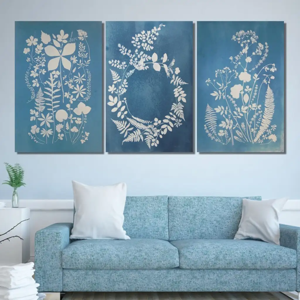 لوحة جدارية فنية لتزين الحائط بتصميم ورود ، ثلاث قطع ،مقاس ( 120X60cm)