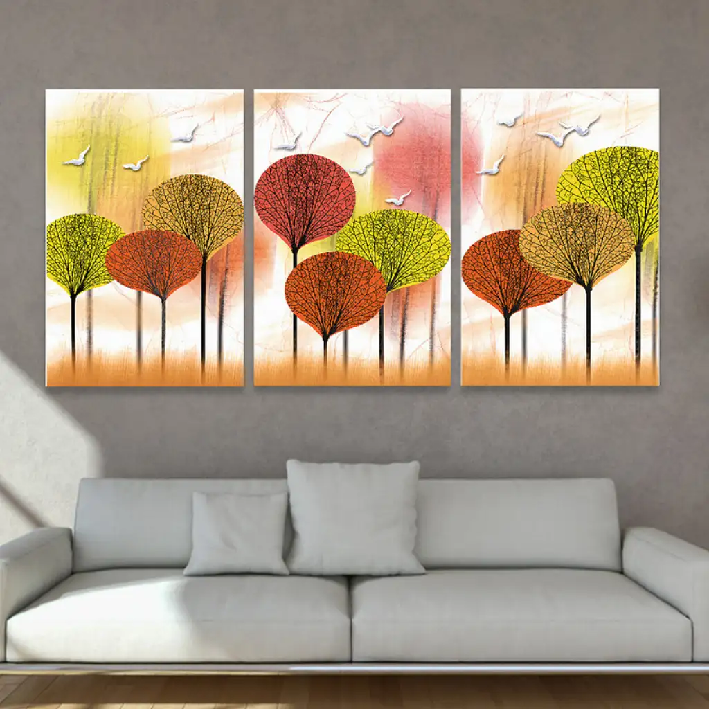 لوحة جدارية فنية لتزين الحائط بتصميم طبيعة، ثلاث قطع ،مقاس ( 120X60cm)