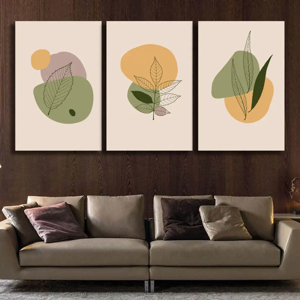 لوحة جدارية فنية لتزين الحائط بتصميم ورود ، ثلاث قطع ،مقاس ( 120X60cm)