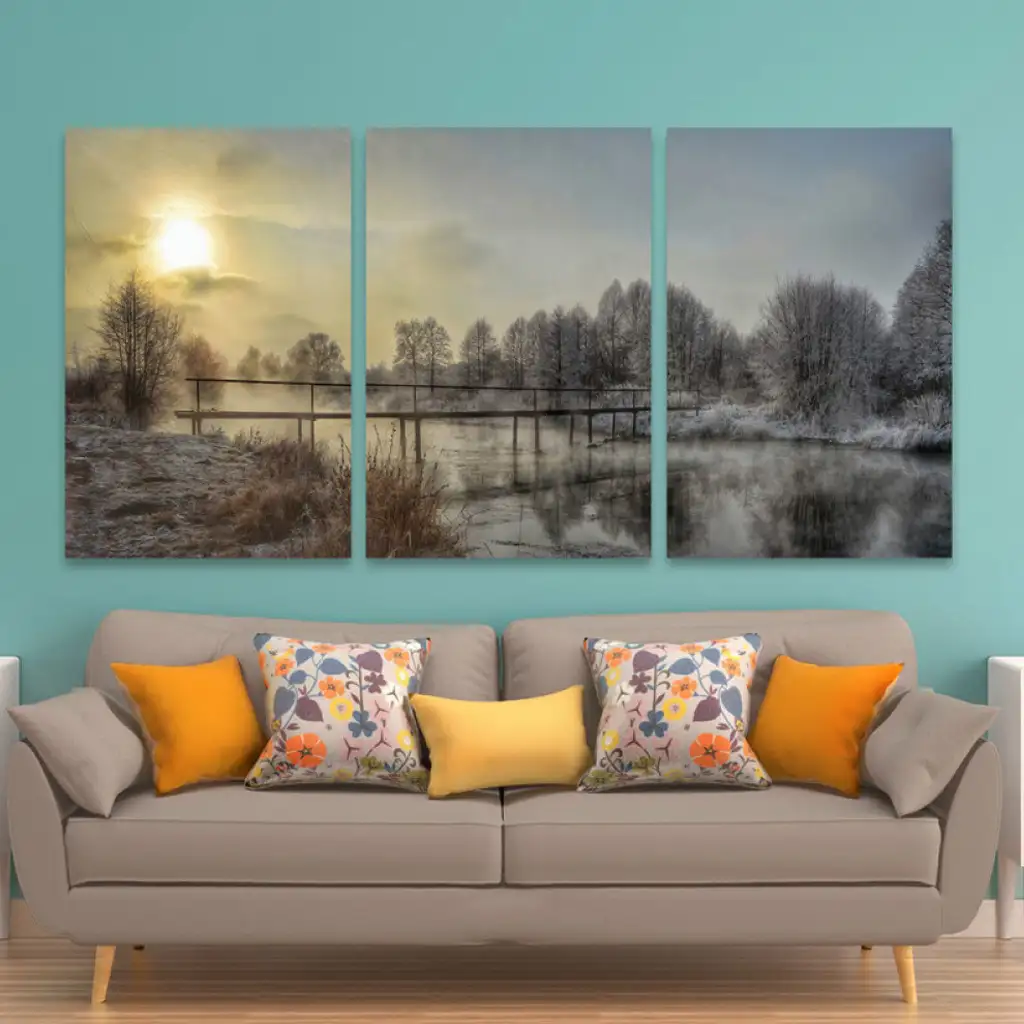 لوحة جدارية فنية لتزين الحائط بتصميم طبيعة، ثلاث قطع ،مقاس ( 120X60cm)