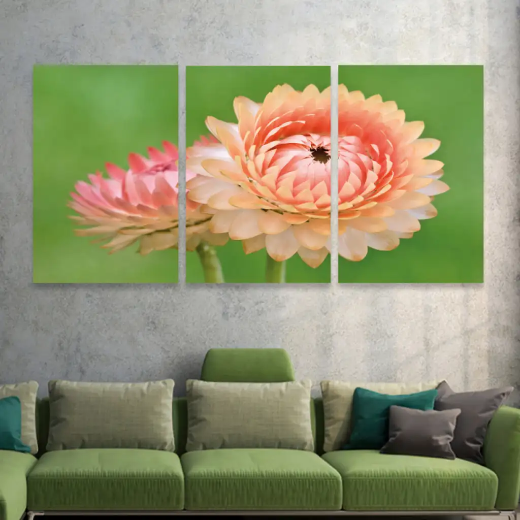 لوحة جدارية فنية لتزين الحائط بتصميم ورود، ثلاث قطع ،مقاس ( 120X60cm)