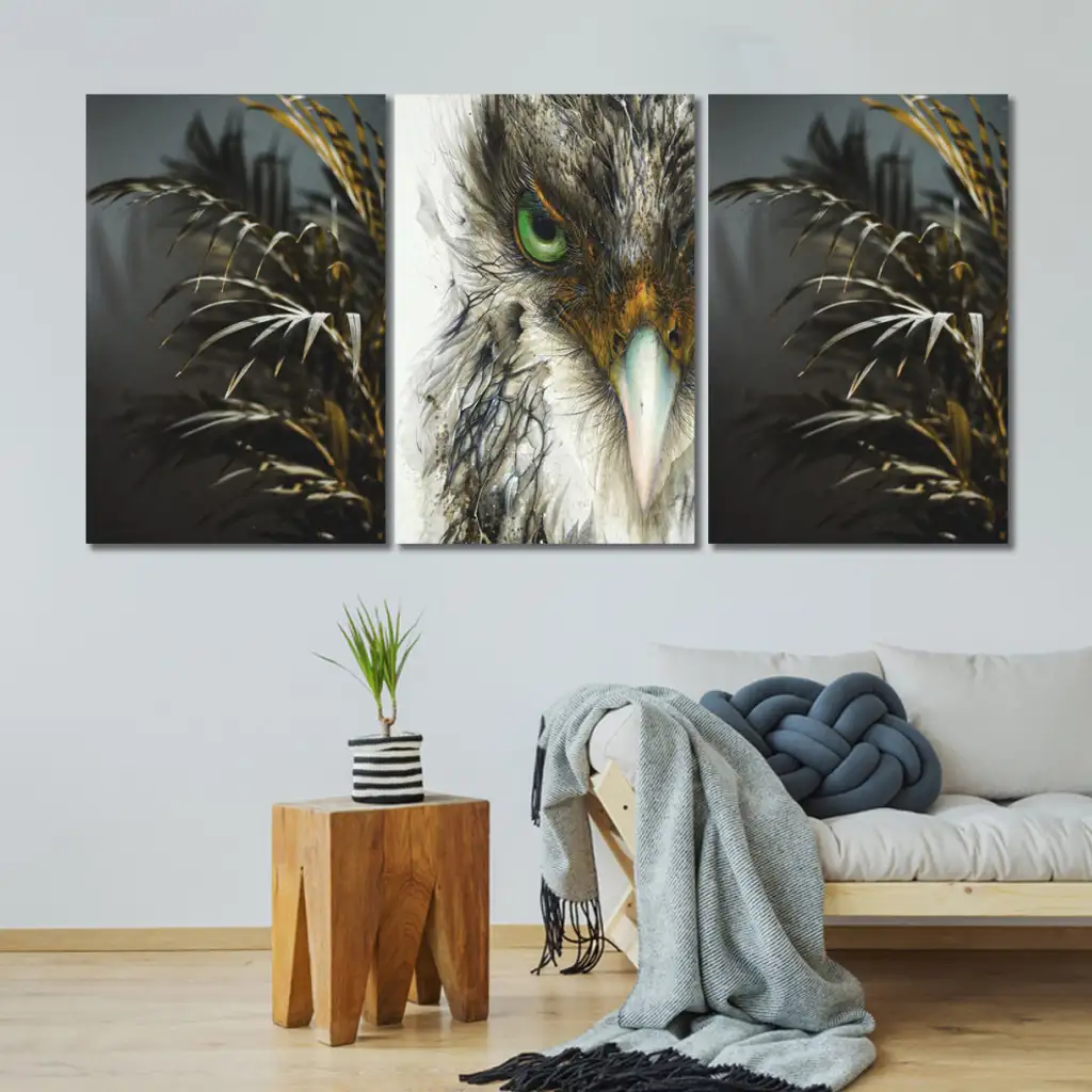 لوحة جدارية فنية لتزين الحائط بتصميم تجريدي ، ثلاث قطع ،مقاس ( 120X60cm)